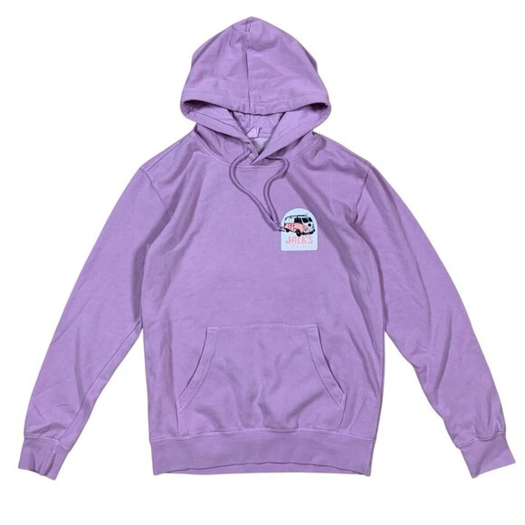 Jacks Surfboards Pink Van Hoodie Lavender California Beach Graphic Pullover M - Picture 1 of 4